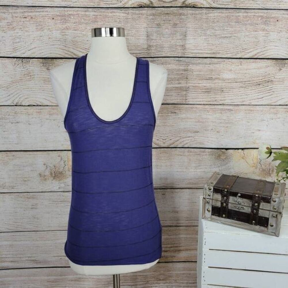 5/$25 NWT Splendid Women's Purple Panama Stripe Twist Back Tank Top Size XS
